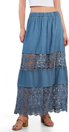 Wash Lab Denim Light Veil Maxi Skirt in Denim Dusk at Nordstrom, Size X-Small