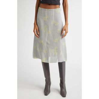 Acne Studios Iranee Floral Georgette Skirt in Yellow/Grey at Nordstrom Rack, Size 10 Us / 42 Eu