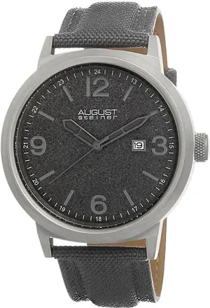 August Steiner Grey Dial Grey Canvas Mens Watch AS8088GY