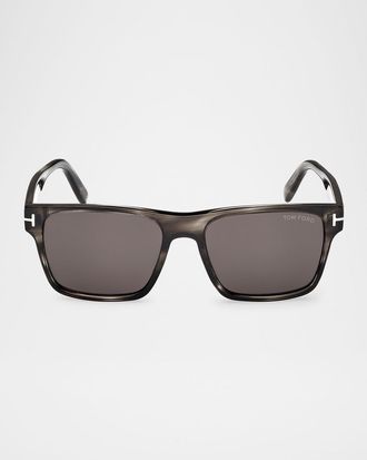 Tom Ford Mens Calder Acetate Square Sunglasses