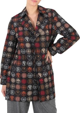 Roberto Cavalli Ladies Coin-Print Belted Trench Jacket, Brand Size 38 ( US Size 4 )