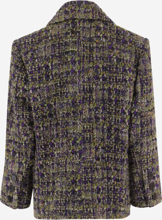 Saint Laurent Womens Jacket Single-Breasted Stretch Wool Blend Multicolour