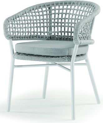 LLR Collection Outdoor Design Stuhl Atol mit Armlehnen - Weiss/Hellgrau