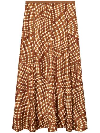 Tory Burch Gonna plissettata con stampa astratta - Marrone