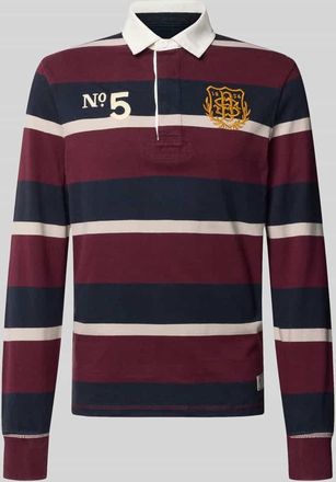 Superdry Regular Fit Rugby Shirt mit Logo- und Motiv-Stitching in Bordeaux, Gr&ouml;&szlig;e XXL