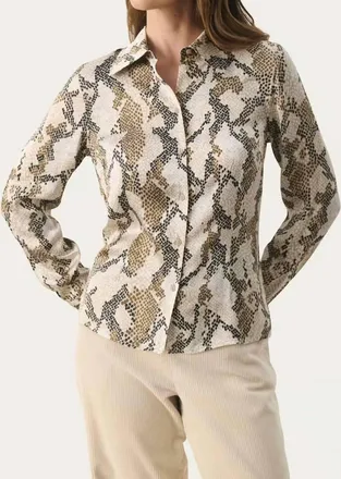 Part Two Lenda Shirt In French Oak Snake Print / Nature