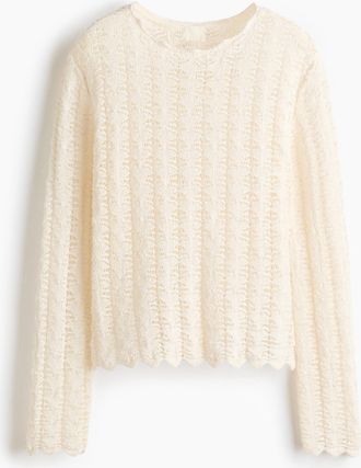 H&M Pullover in Pointellestrick - White