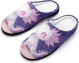 Generic Aliens Axolotl Planets Slippers Men Winter Warm Cotton Anti-Slip Indoor Slip-Ons House Shoes