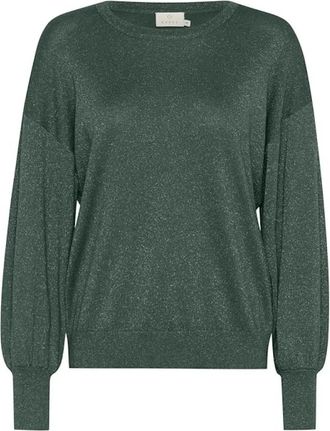 Kaffe Topiary O-Neck Gebreide Sweater - Dames - Ronde hals truien - Groen - M - Nylon - Truien & Vesten
