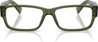 Prada 0pr B09v Translucent Olive Green Acetate Rectangular Eyeglasses