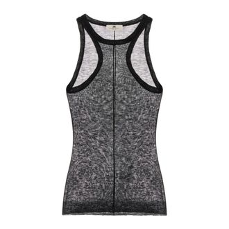 Elisabetta Franchi Wollen top met ribstructuur - Dames - Tops - Zwart - Maat: XL Wol