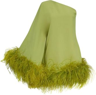 Taller Marmo Piccolo Ubud feather-trim minidress - women - Acetate/FSC Viscose - 48 - Green