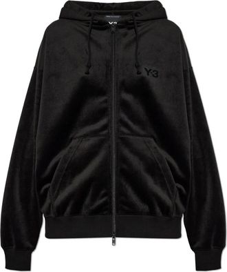 Yohji Yamamoto Velvet Corduroy Rits Hoodie - Dames - Vesten met rits - Zwart - 2XS - Katoen - Hoodies & sweatvesten