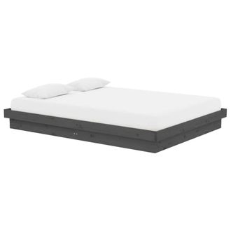 Berkfield Home Beautiful Bed Frame Grey Solid Wood 135x190 cm Double