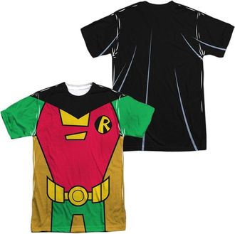 Gildan Teen Titans Go Robin Uniform (Front/Back Print) Short Sleeve Adult Poly Crew Tee / T-Shirt