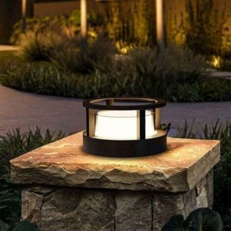 OEM Baliza Led Redonda Para Exteriores, 10 Cm, 7 W, Para Jard&iacute;n, Ip65, De Aluminio, Luz Blanca C&aacute;lida, Para Caminos Y Terrazas, Color Negro