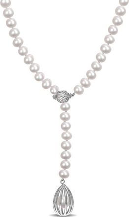 Amour 7-7.5 Mm Freshwater Cultured Pearl Drop Necklace In Sterling Silver