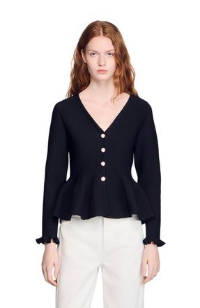 Sandro Peplum cardigan in Black at Nordstrom, Size X-Small