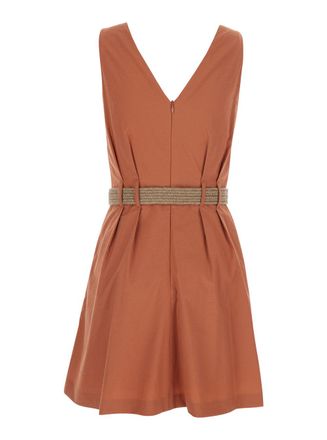 Brunello Cucinelli Womens Midi Dress Cotton Orange