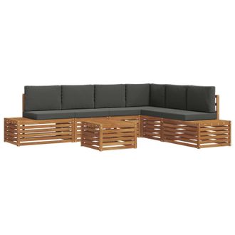 vidaXL Conjunto De Sof&aacute;s De Exterior 7 Pieza Natural Y Antracita Vidaxl