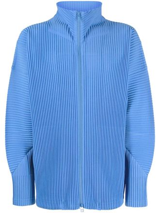 Homme Pliss&eacute; Issey Miyake pliss&eacute; zip-up jacket - Blue