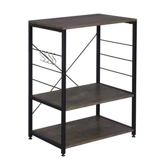 Woltu Woltu Scaffale Per Cucina In Acciaio Legno Carrello Per Microonde Scaffalature Nero+ruggine
