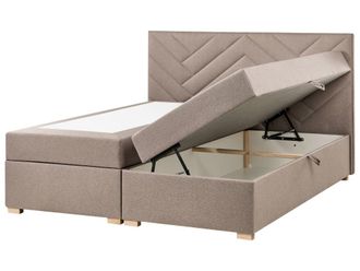 Beliani Cama continental de tejido beige 180x200