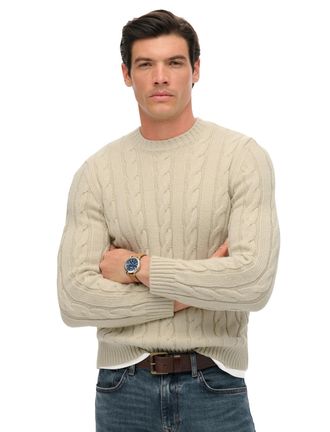 Superdry Trui Superdry Creme gebreid kabel