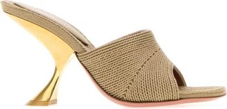 Amina Muaddi Beige Slip On Heels
