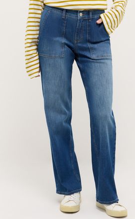 Angels Relax-fit-Jeans ANGELS LIZ WORKER, Damen, Gr. 34, L&auml;nge 30, mid blau used, Denim/Jeans, Obermaterial: 91% Baumwolle, 6% Polyester, 3% Elasthan, relaxe
