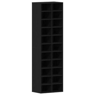 Berkfield Home Shoe Cabinet Black Oak 54x34x183 cm Engineered Wood | Size: 54 x 34 x 183 cm