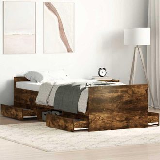 vidaXL Vidaxl - Estructura De Cama Con Cabecero Piecero Roble Ahumado 75x190 Cm