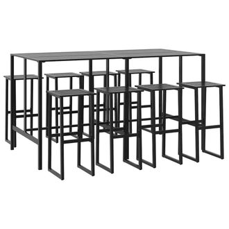 Berkfield Home 9 Piece Garden Bar Set Black Powder-coated Steel