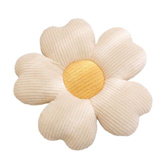 OEM Coj&iacute;n De Felpa Con Estampado Floral, Color Blanco Y Amarillo, 50 Cm