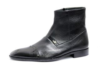 Vitelo Mens Smart Soft Leather and Patent Toe Boots in Black and Brown M 35 (11 UK, Black)