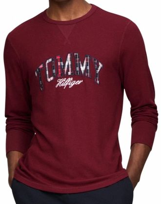 Tommy Hilfiger Thermal Logo Long-Sleeve Shirt In Red