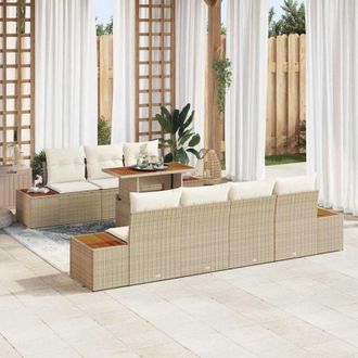 vidaXL Conjunto De Sof&aacute; De Jard&iacute;n 8 Pcs Beige Polirat&aacute;n Vidaxl