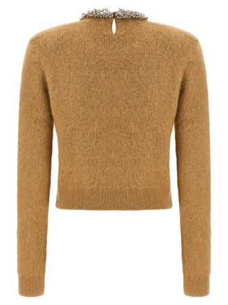 Self Portrait Beaded Crewneck Sweater - Brown
