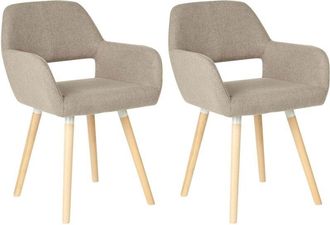 Beliani Beliani - Set di 2 Sedie da Pranzo in Tessuto Tortora Gambe in Legno Chiaro Chicago