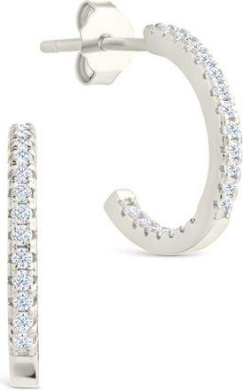 Sterling Forever Thin Cubic Zirconia Hoop Earrings in Silver at Nordstrom