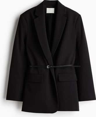 H&M Blazer mit Gürtel - Schwarz