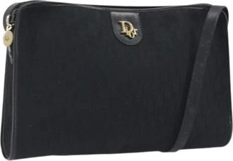 Dior Pre-owned Trotter Canvas Shoulder Bag - Dames - Vintage Schoudertas - Zwart - ONE Size - Leer - Vintage