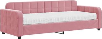 vidaXL Vidaxl - Sofá cama con colchón terciopelo rosa 80x200 cm