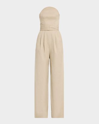 Et Ochs Crosby Strapless Pleated Suiting Jumpsuit