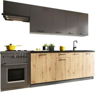 Usinestreet Conjunto De Cocina Trenton 173, 240x60cm, Encimera, Aglomerado Laminado, Led