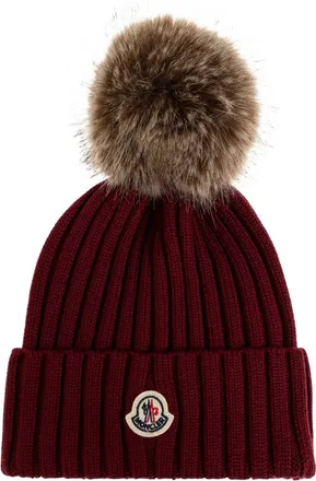 Moncler Berretto con pompon - Rosso