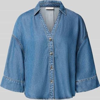 Freequent Boxy Fit Bluse aus Lyocell Modell Milo in Blau, Gr&ouml;&szlig;e XXL