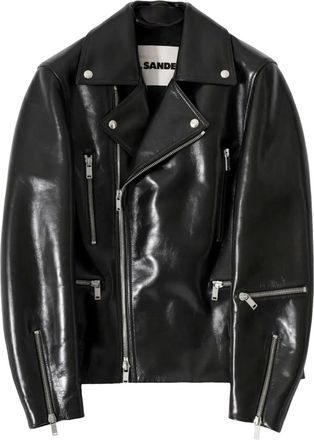 Jil Sander Giacca biker in pelle - Nero