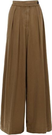 Dries Van Noten Wide-Leg Front Pleats Cupro Trousers Pants