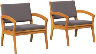 vidaXL Vidaxl - Garden Chair with Cushion 2 pcs Brown Solid Acacia wood